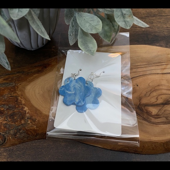 Handmade Abstract Cloud Polymer Clay Hook Earrings - Picture 5 of 5